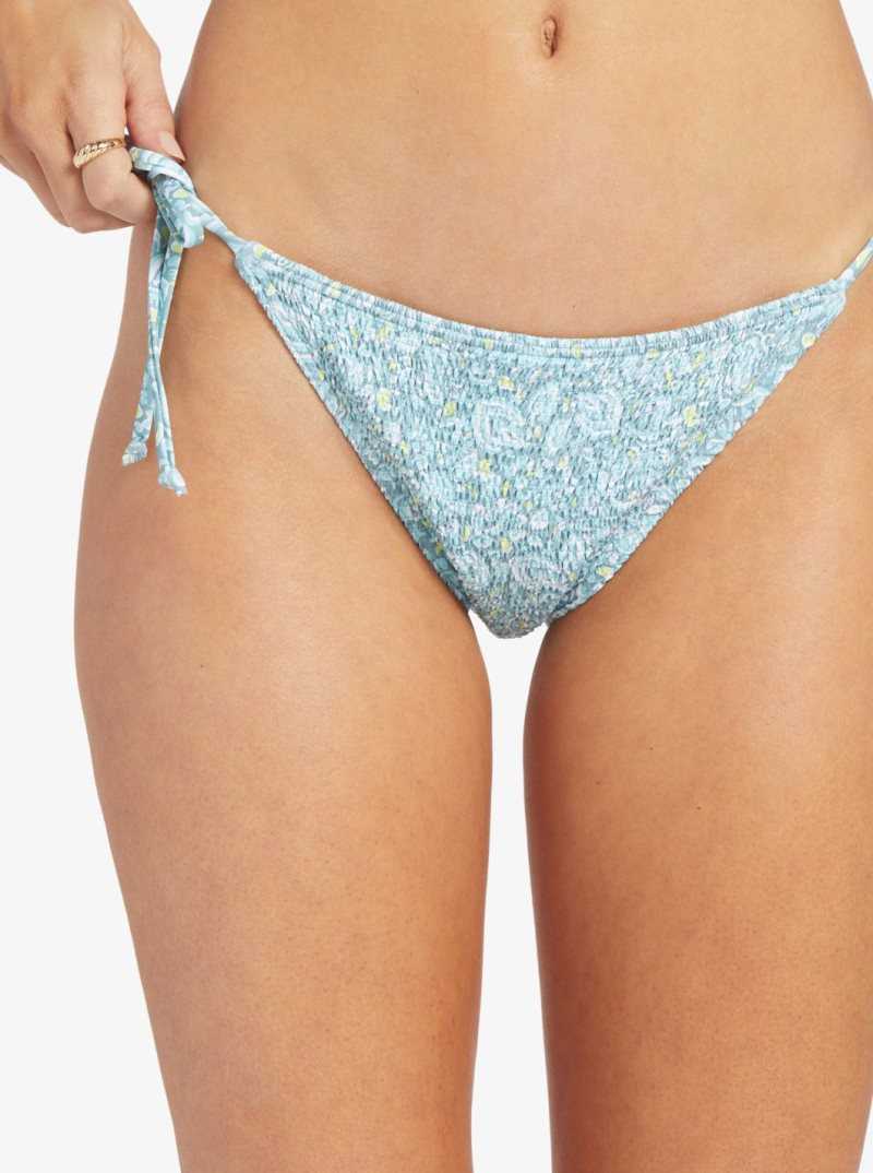 Roxy Seaside Tropics Cheeky Smock Bikini Bottoms Tourmaline Pretty Paisley | VAOYU-6329