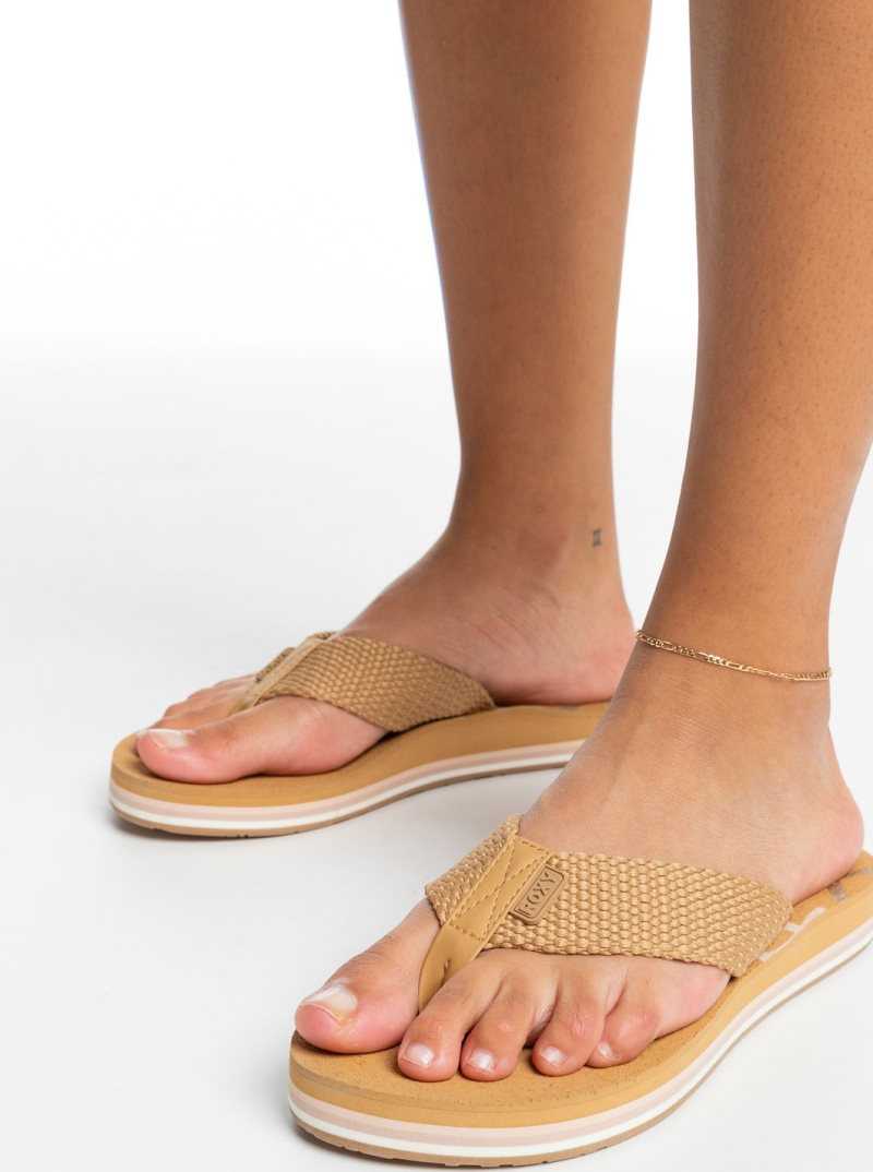 Roxy Send It Sandals Tan | WUYOZ-0347