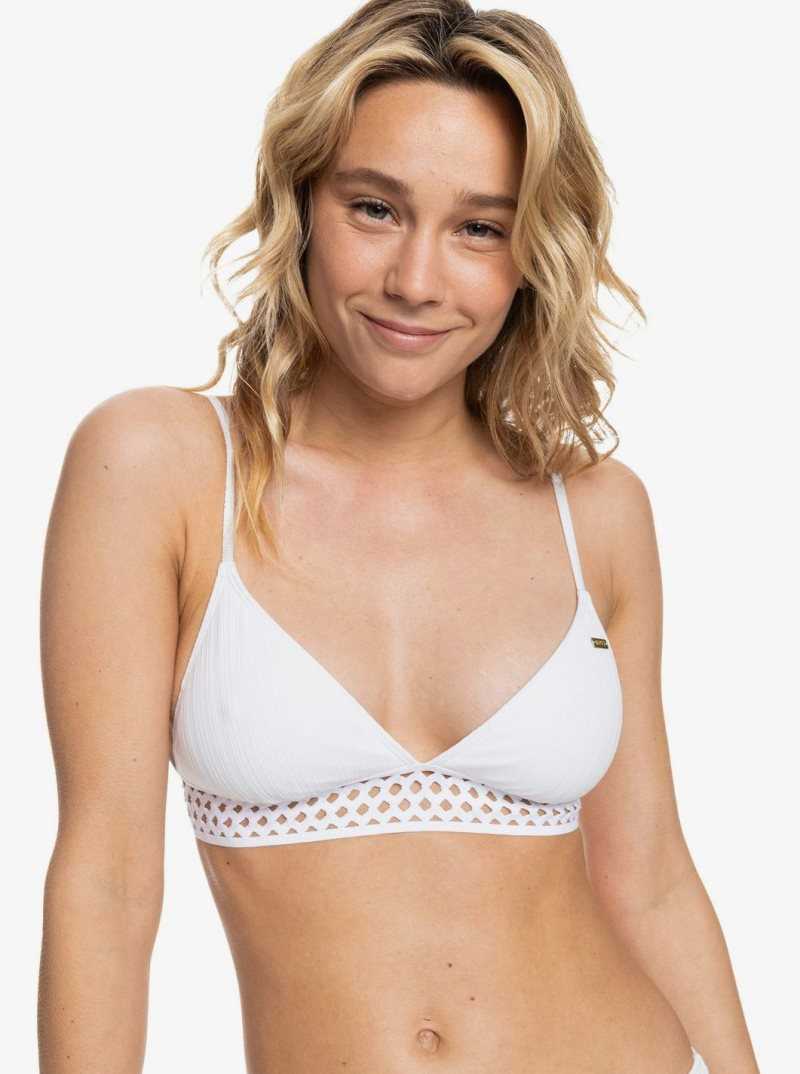 Roxy Shadow In The Sun Triangle Bikini Top Bright White | QINOX-6843