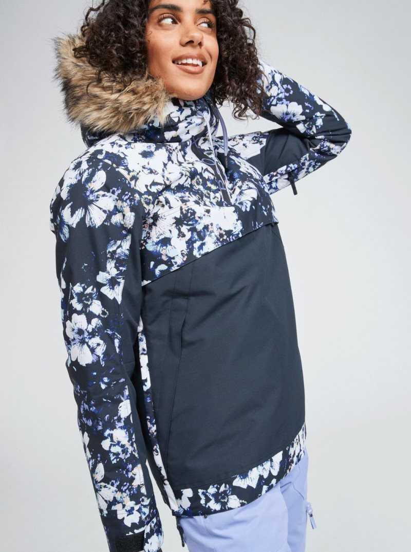 Roxy Shelter Insulated Snow Jacket True Black Black Flowers | CXAPZ-6759