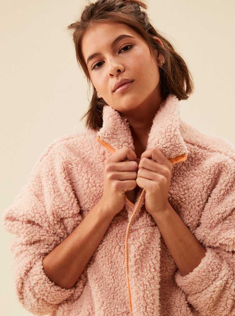 Roxy Sherpa Sherpa Jacket Peach Whip | QJGOT-8601