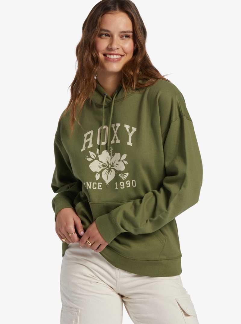 Roxy Shoreside Hike B Oversize Hoodie Loden Green | XERHW-5472