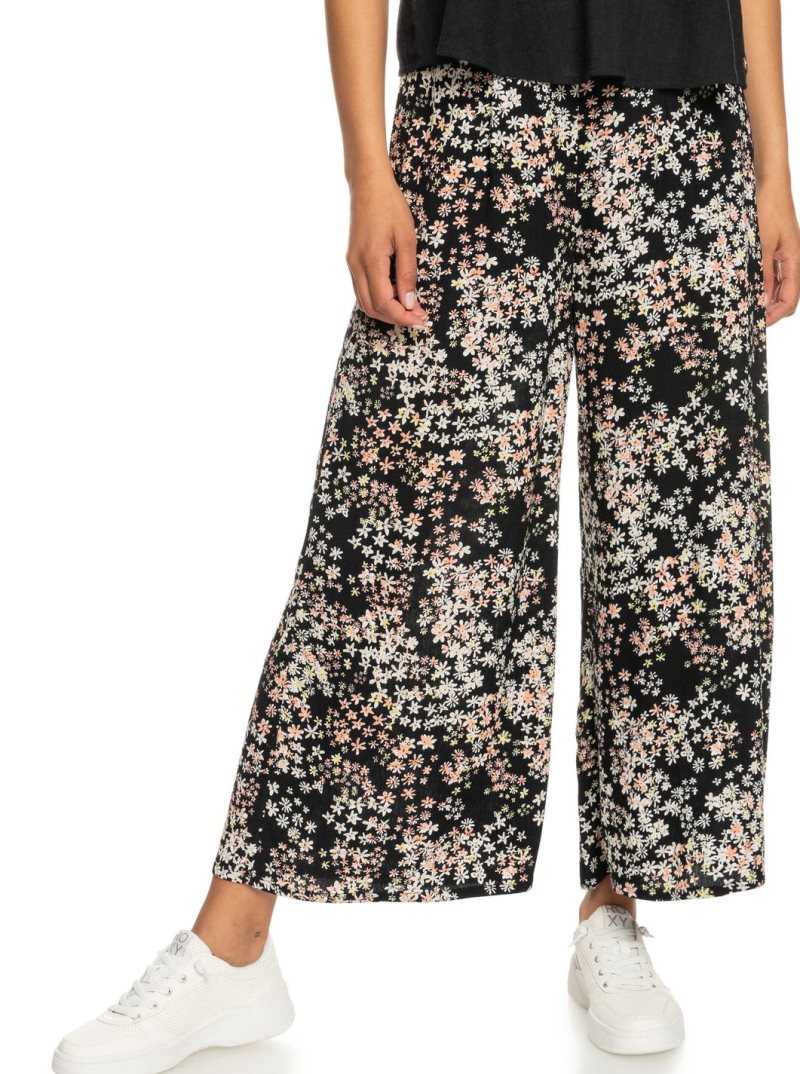 Roxy Side By Side Printed High-Waisted Pull-On Pants Anthracite Youpi Ditsy | TQYPK-2074