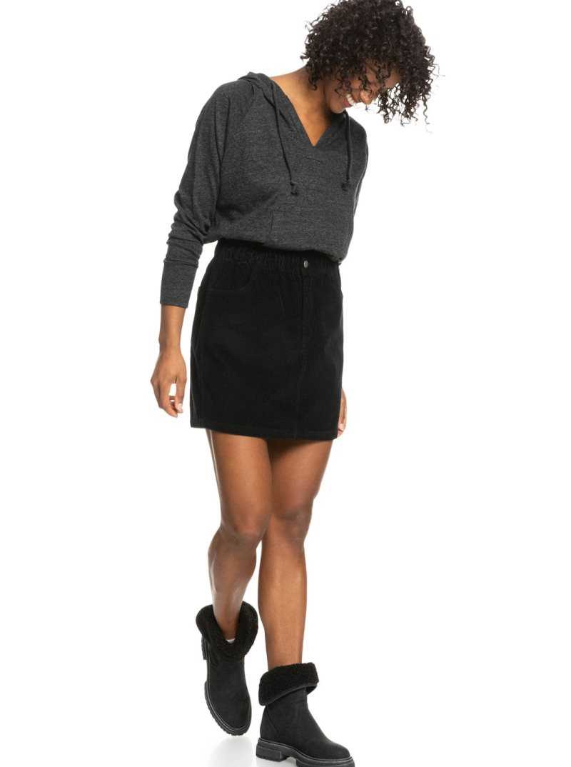 Roxy Silent Days Corduroy Skirt Anthracite | XHSZI-5897