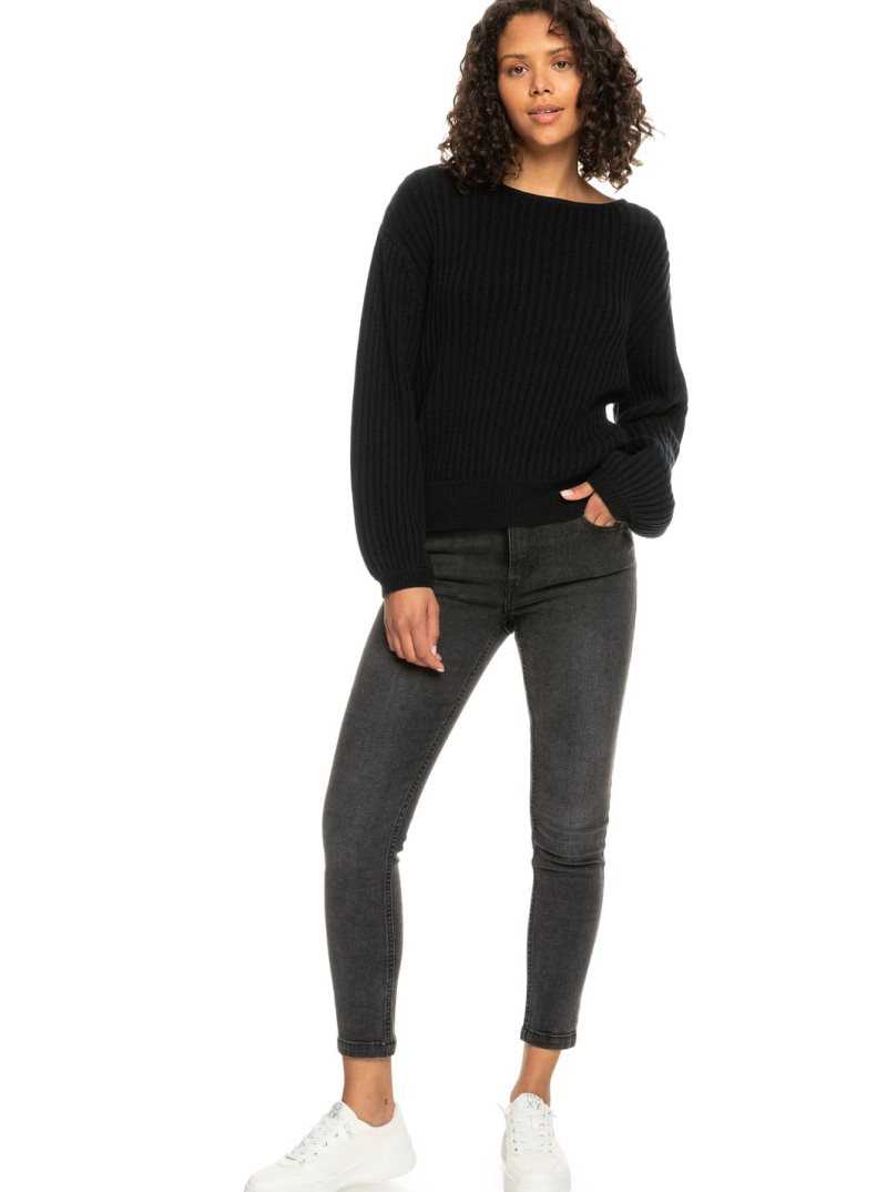 Roxy Siren Dream Ribbed Long Sleeve Sweater Anthracite | JOEPL-1265