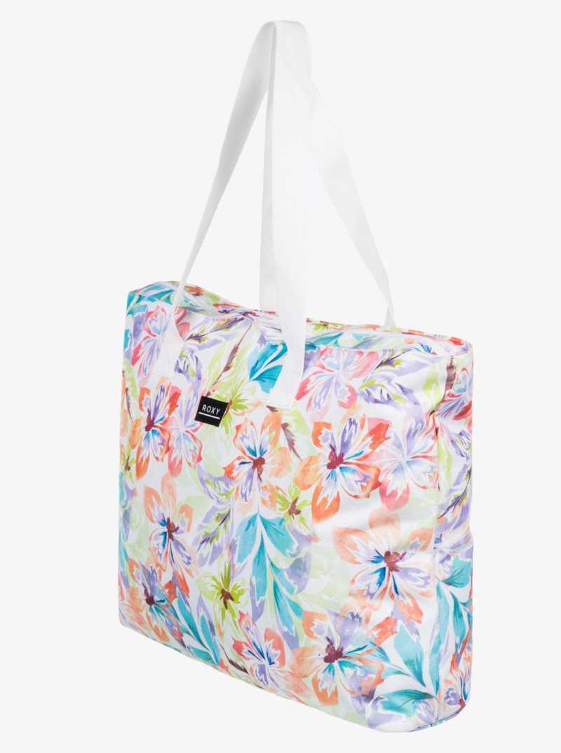 Roxy Skinny Love Large Tote Bag Snow White Pualani Combo | YNWOL-9571