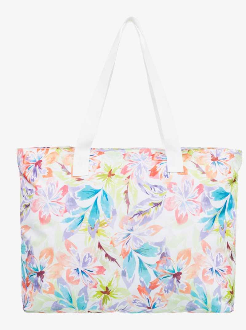 Roxy Skinny Love Large Tote Bag Snow White Pualani Combo | YNWOL-9571