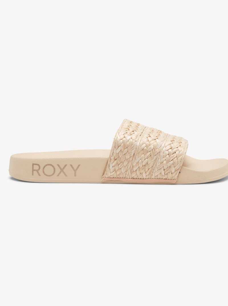 Roxy Slippy Jute Sandals Cream | PXTAC-7941