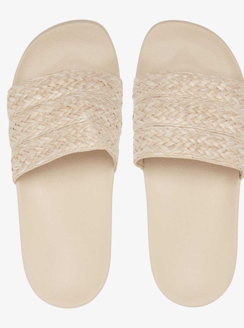 Roxy Slippy Jute Sandals Cream | PXTAC-7941