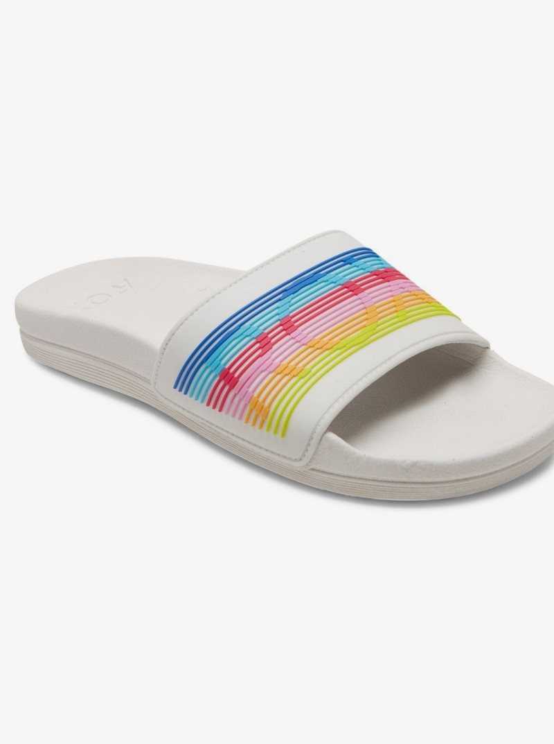 Roxy Slippy Water-Friendly Sandals White/Rainbow | RYXNZ-9864