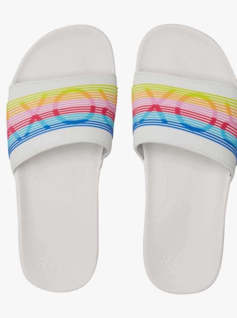 Roxy Slippy Water-Friendly Sandals White/Rainbow | RYXNZ-9864