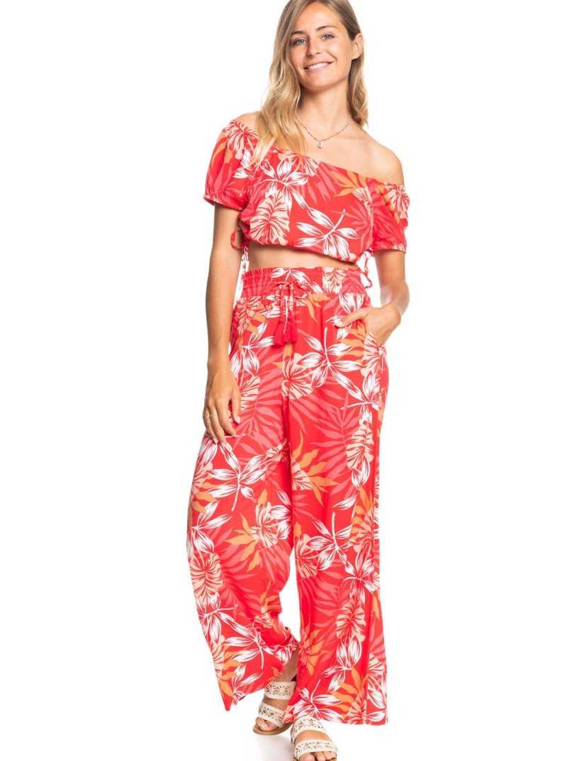 Roxy Slow Rhythm Elasticized Beach Pants Hibiscus Seaside Tropics V1 | BRJCY-2701