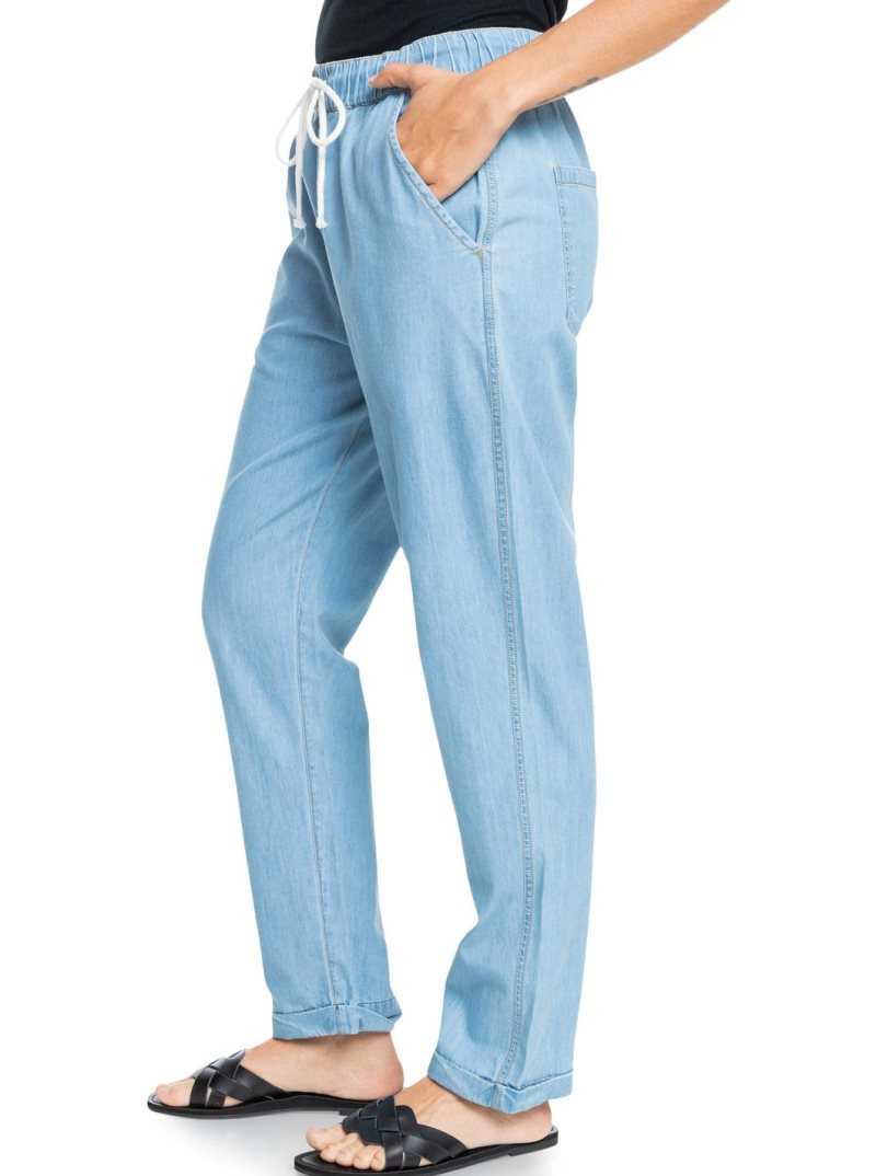 Roxy Slow Swell Denim Pants Light Blue | XEAUF-2931