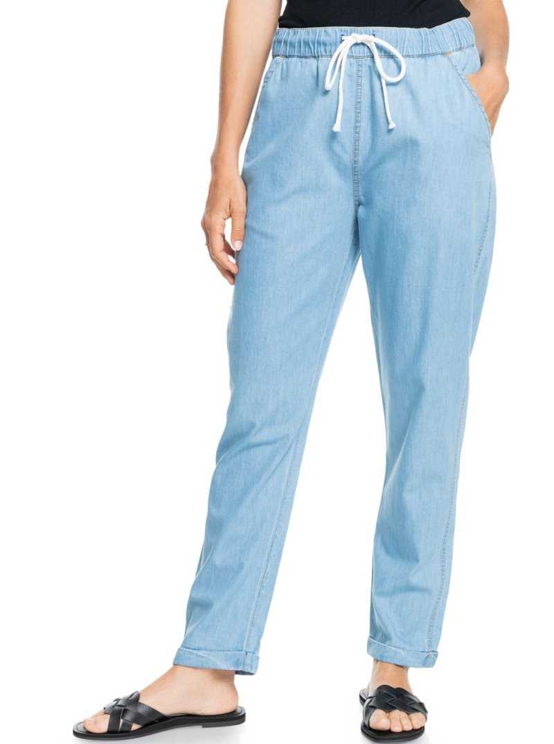 Roxy Slow Swell Denim Pants Light Blue | XEAUF-2931