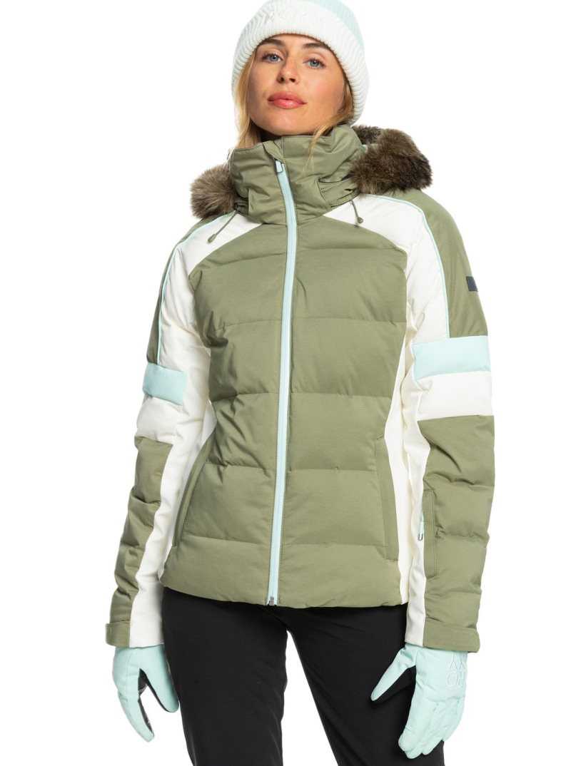 Roxy Snow Blizzard Insulated Snow Jacket Deep Lichen Green | UFWNE-8405