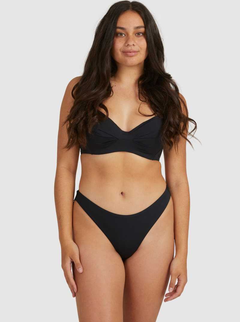 Roxy Solid Beach Classics Cheeky Bikini Bottoms Anthracite | VGDLF-8053