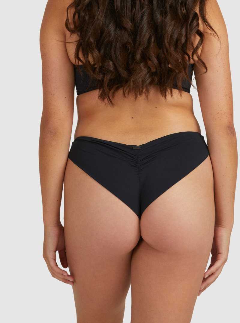 Roxy Solid Beach Classics Cheeky Bikini Bottoms Anthracite | VGDLF-8053