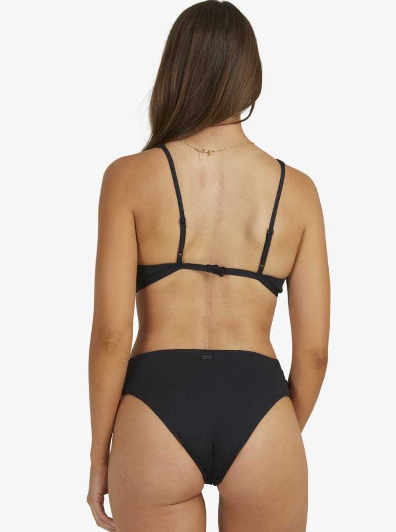 Roxy Solid Beach Classics Elongated Triangle Bikini Top True Black | BWHEN-6108