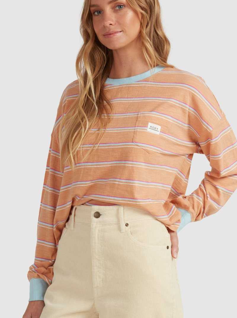 Roxy Starry Sky Long Sleeve T-Shirt Toast Beach Bum Stripes | ZJYDK-5783