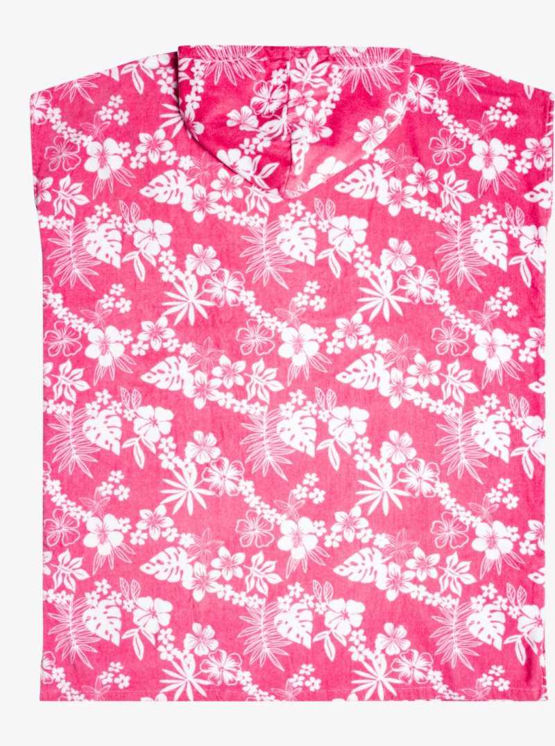 Roxy Stay Magical Printed Poncho Changing Towel Shocking Pink Hello Aloha | PSDRU-4863