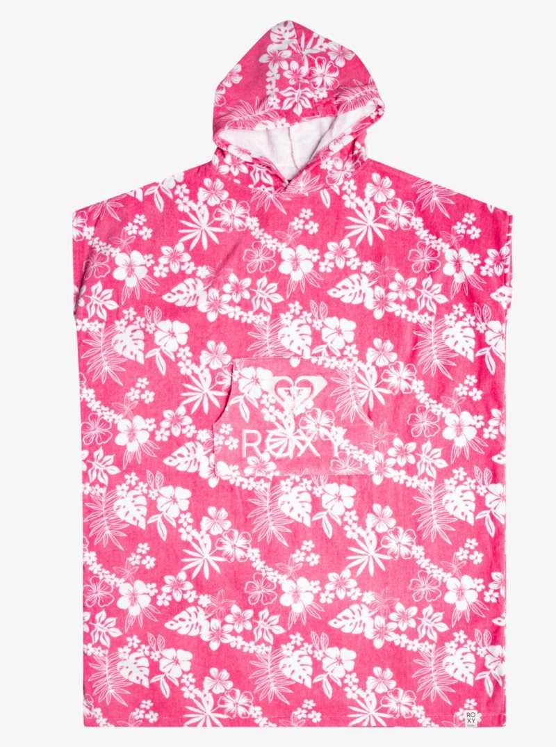 Roxy Stay Magical Printed Poncho Changing Towel Shocking Pink Hello Aloha | PSDRU-4863