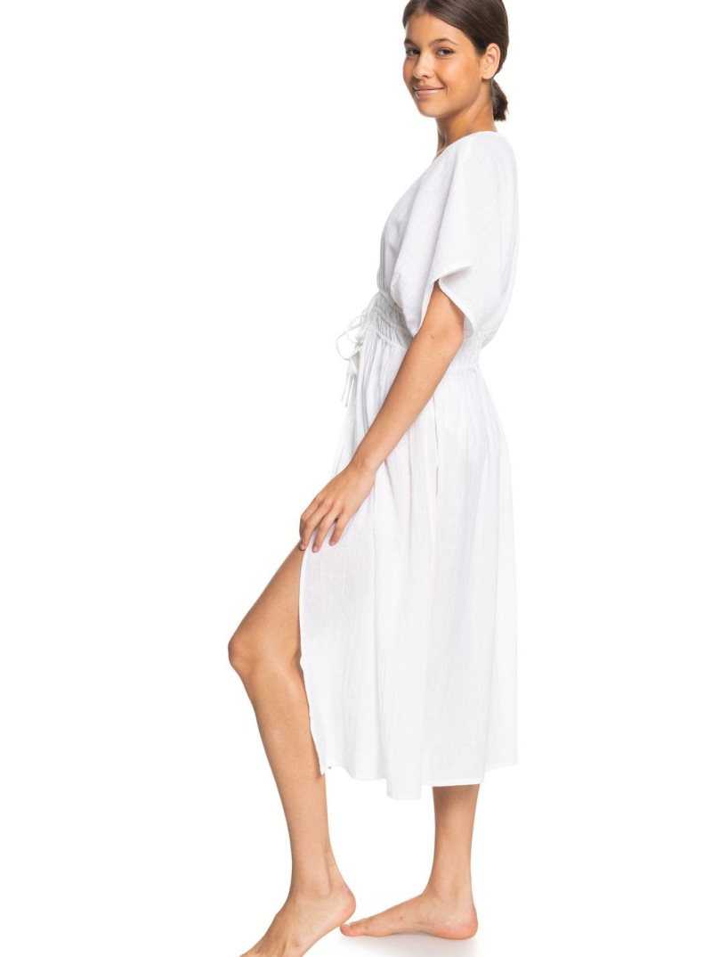 Roxy Summer Story Beach Kimono Dress Bright White | HKZLR-0962