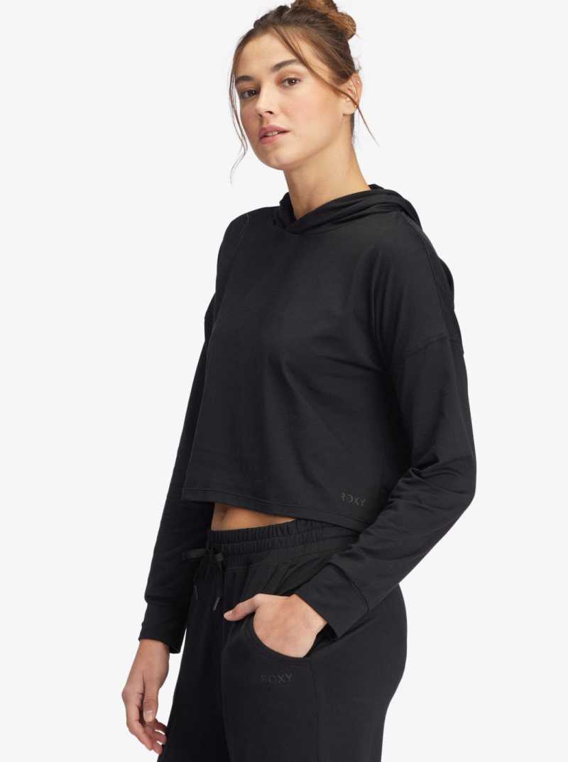 Roxy Sun Might Shine Long Sleeve Hooded T-Shirt Anthracite | NEVLR-2718