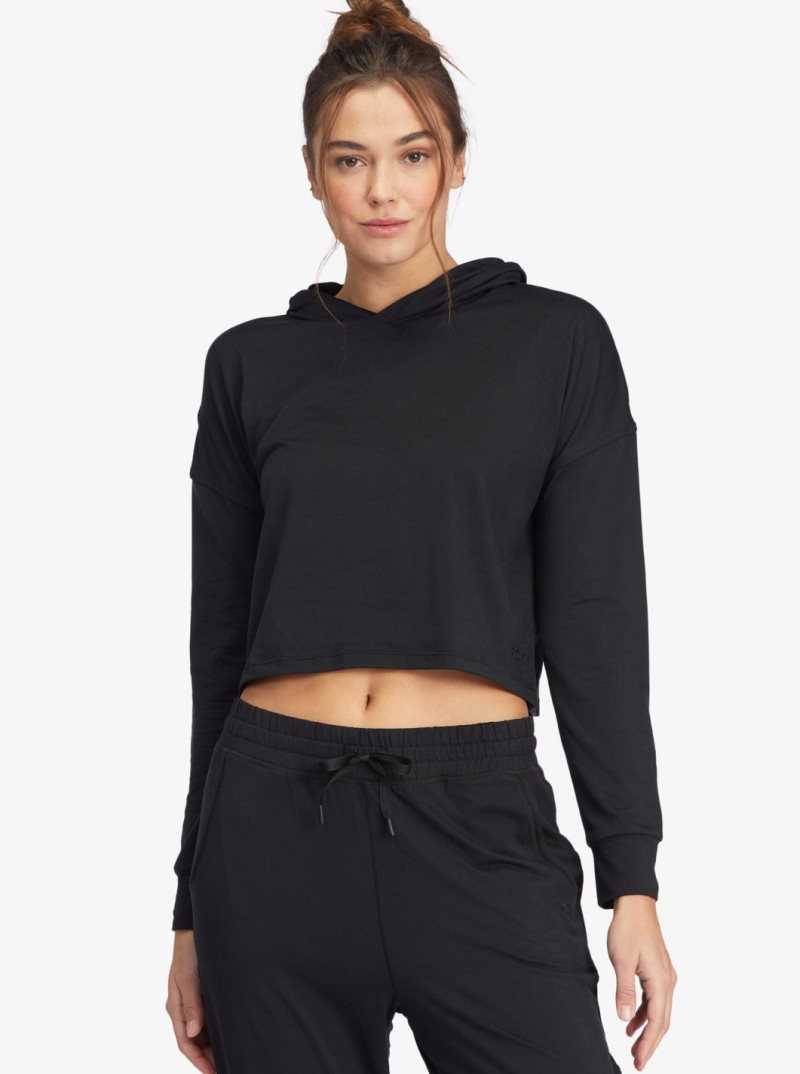 Roxy Sun Might Shine Long Sleeve Hooded T-Shirt Anthracite | NEVLR-2718