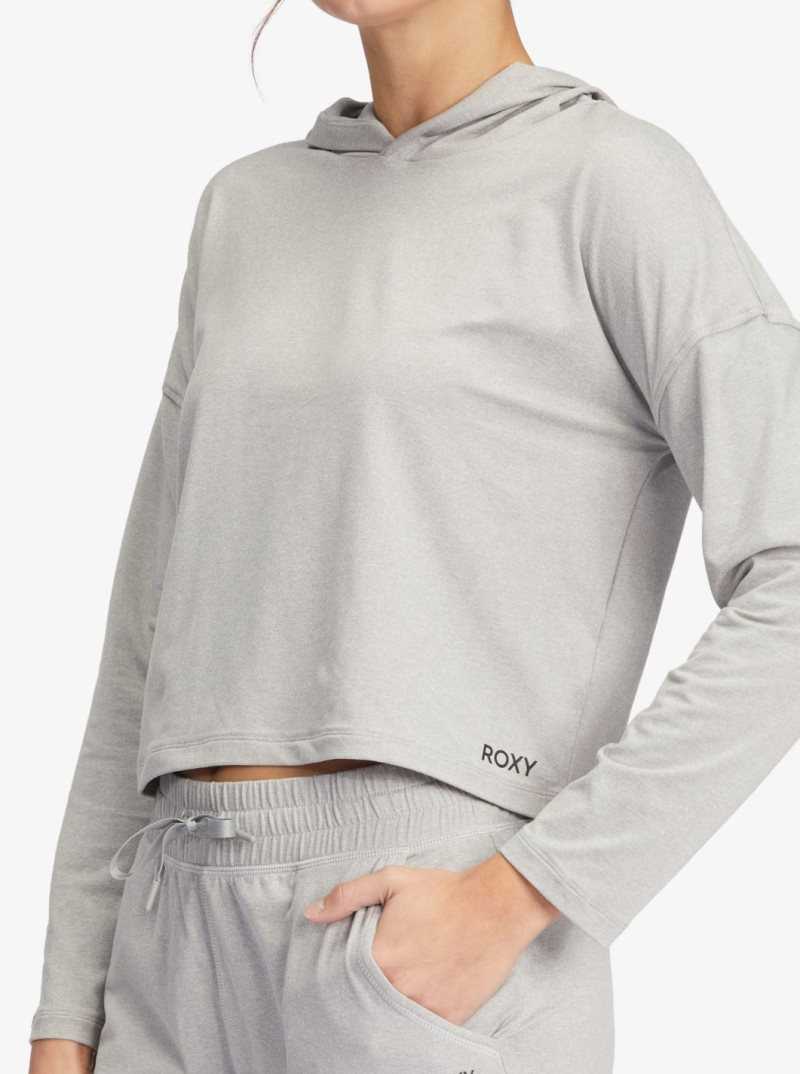 Roxy Sun Might Shine Long Sleeve Hooded T-Shirt Heritage Heather | OZYKQ-7903