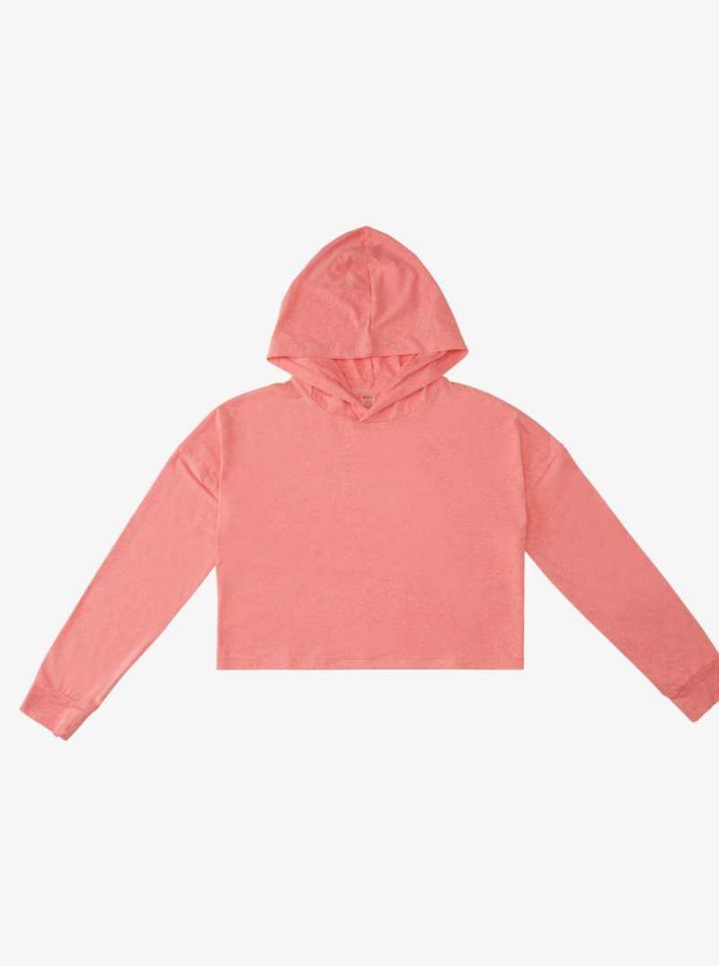 Roxy Sun Might Shine Long Sleeve Hooded T-Shirt Strawberry Pink Heather | UGOZM-5310