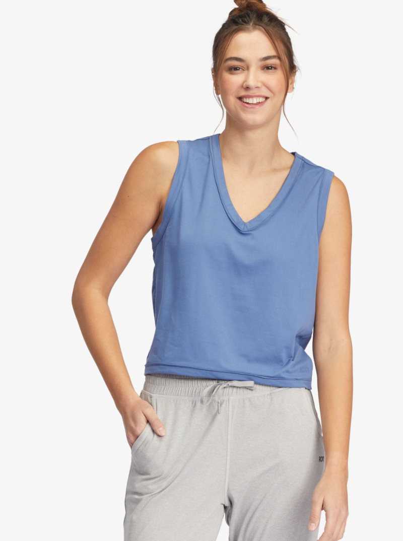 Roxy Sun Might Shine V-Neck Tank Top Bijou Blue | SLOHY-2786