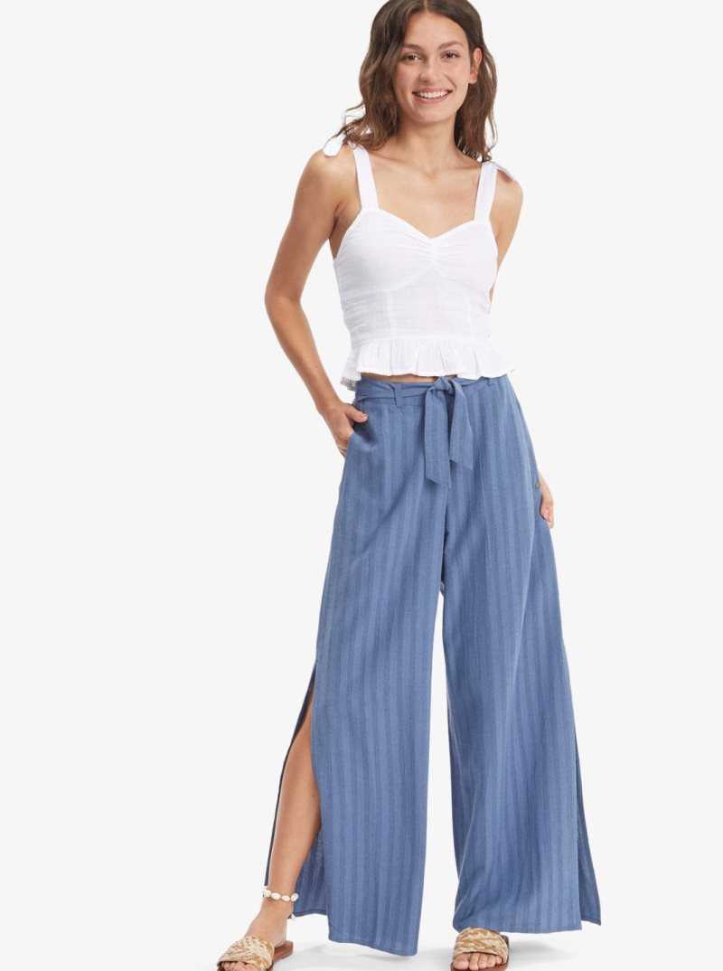 Roxy Sunkissed Wide Leg Beach Pants Bijou Blue | UTLOZ-0521