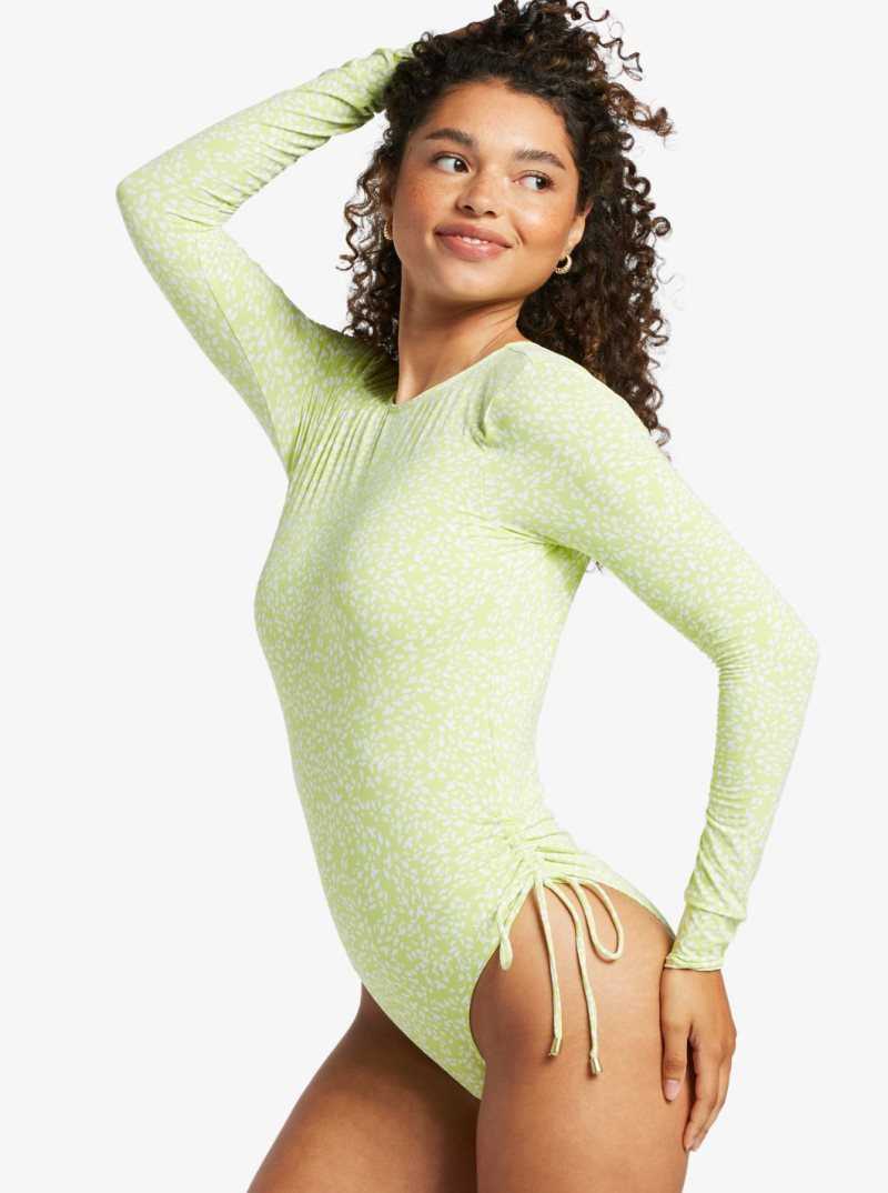 Roxy Sunrise Tides UPF 50 Rashguard Long Sleeve Swimsuit Daiquiri Green Sea Spray | ZQLCN-1782