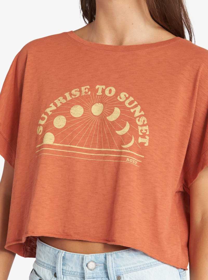 Roxy Sunrise To Sunset Drop Shoulder T-Shirt Baked Clay | HOMFW-6049