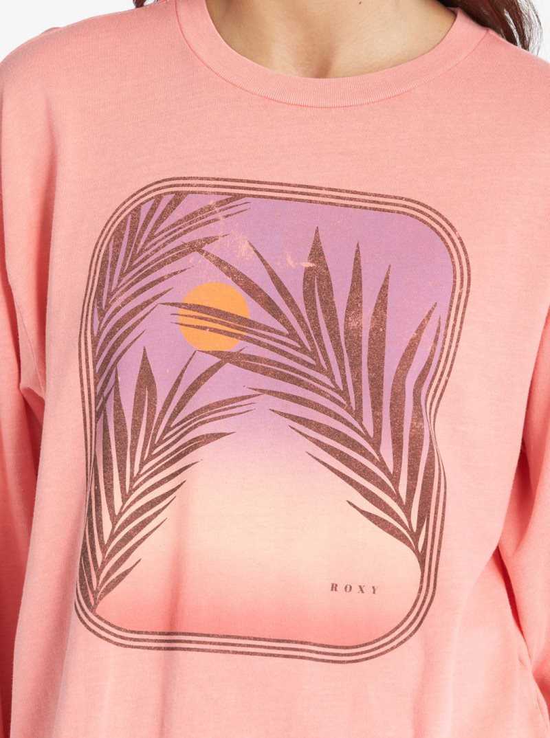 Roxy Sunset Photo Oversized Long Sleeve T-Shirt Tea Rose | MJIZA-4673