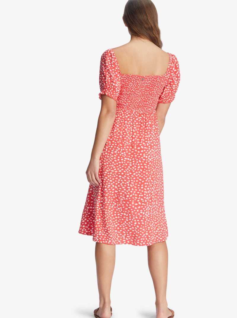 Roxy Sunshine Mind Woven Dress Hibiscus Wild Dots | IYNJF-9236