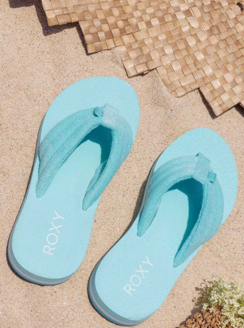 Roxy Surf Check Sandals Aqua | ZYAUG-2049