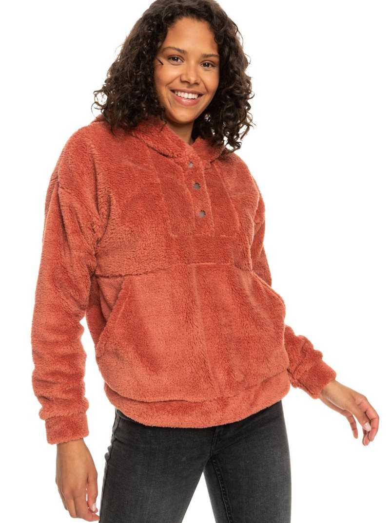 Roxy Surf Spray Hooded Pullover Fleece Etruscan Red | NBFQL-0741