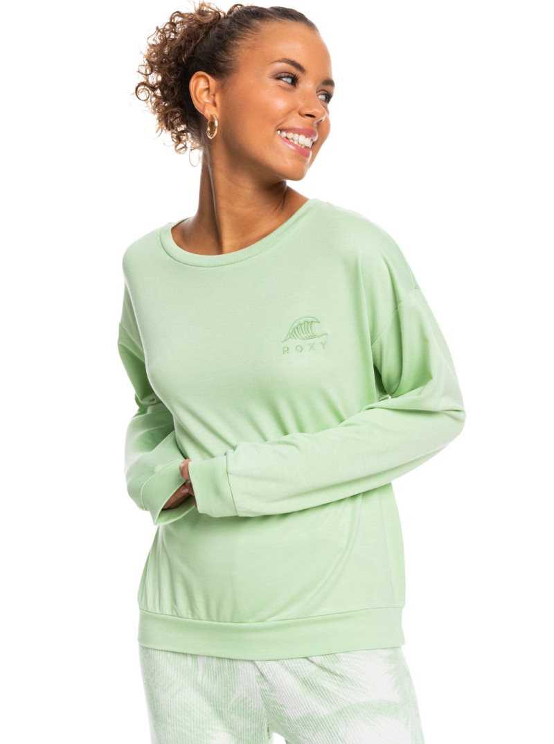 Roxy Surfing By Moonlight Green Pullover Sweatshirt Sprucetone | JCDEP-1852