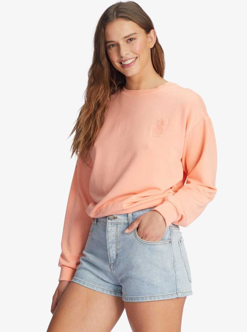 Roxy Surfing By Moonlight Long Sleeve Lounge Top Papaya Punch | YKABE-2536