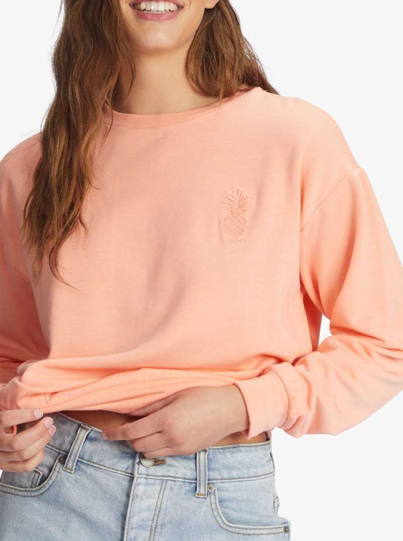 Roxy Surfing By Moonlight Long Sleeve Lounge Top Papaya Punch | YKABE-2536