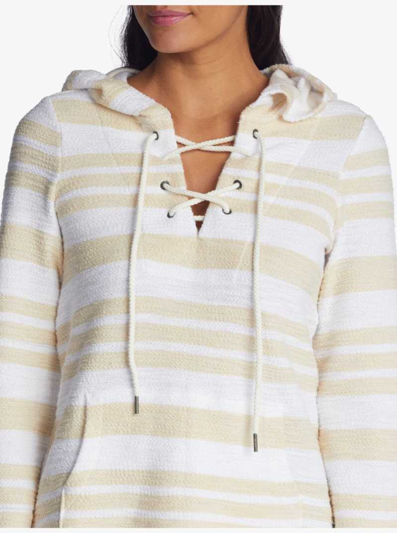 Roxy Surfing Sunshine Poncho Hoodie Snow White Soft Transitions | RCVID-9541