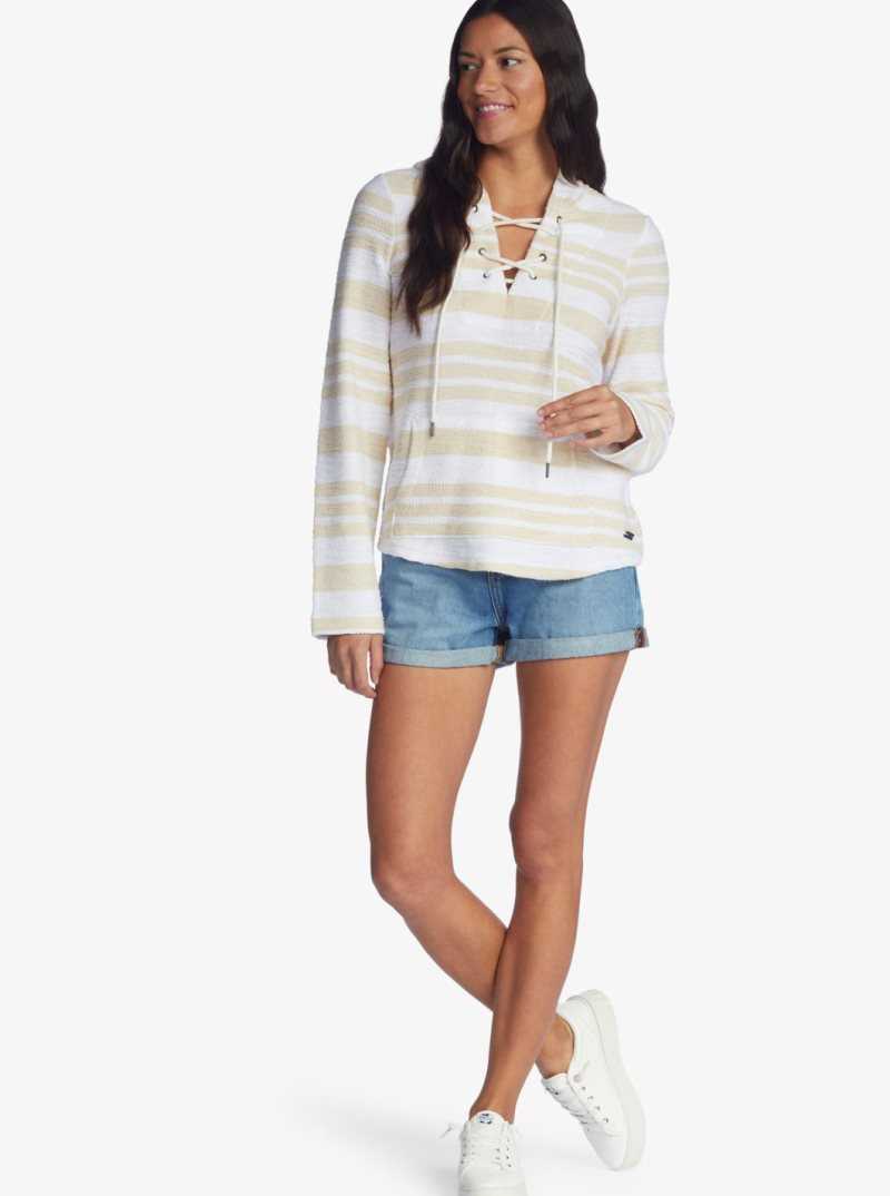 Roxy Surfing Sunshine Poncho Hoodie Snow White Soft Transitions | RCVID-9541