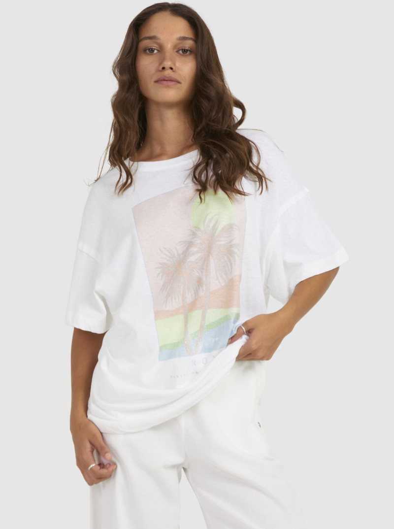 Roxy Sweet Janis Boyfriend T-Shirt Bright White | VBGFC-9632