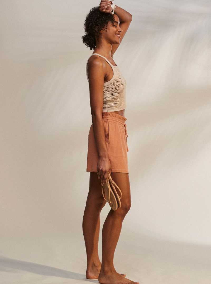 Roxy Sweet Souvenir High Waist Shorts Cork | QVAUE-0517