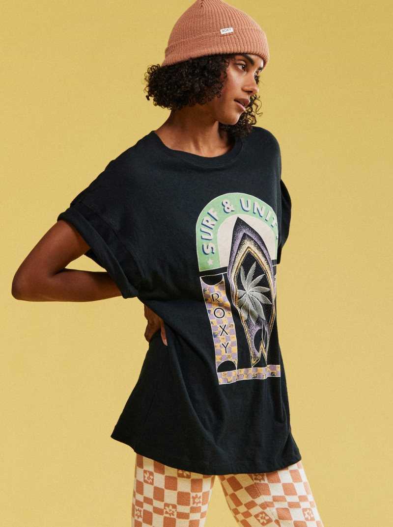 Roxy Sweet Sunshine Oversized T-Shirt Anthracite | EMPLO-9258