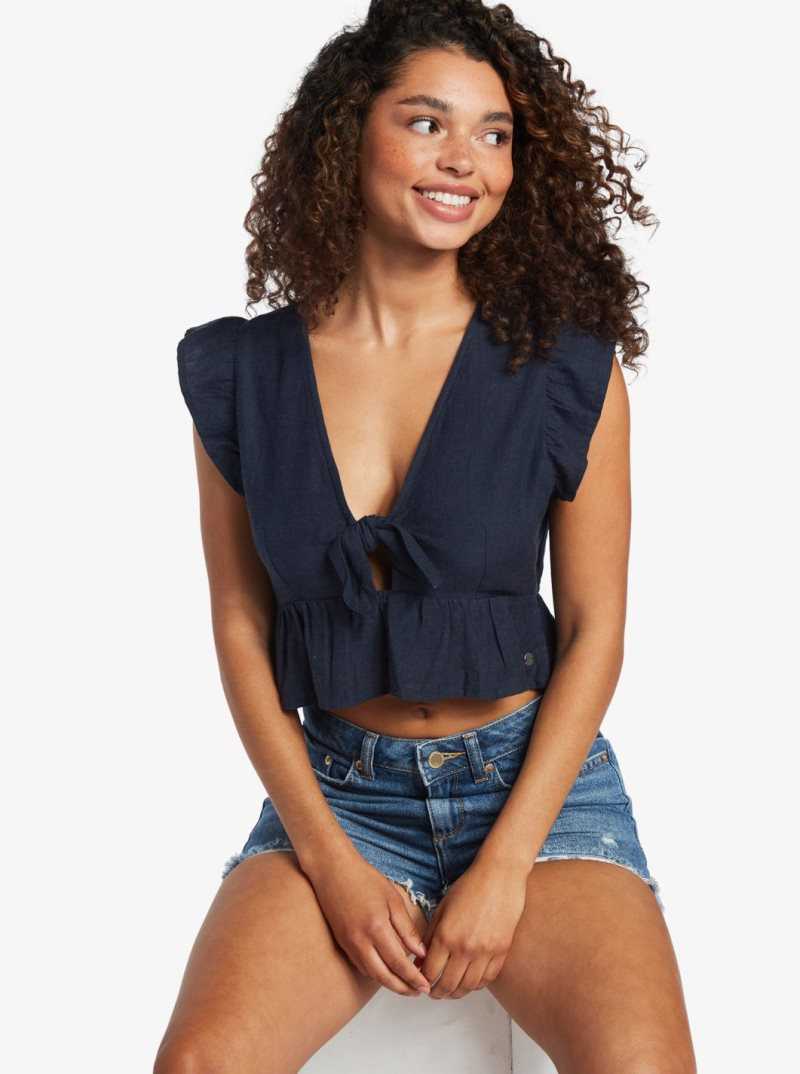 Roxy Sweeter Than This Knotted Cropped Top Allure | ECWBK-4513