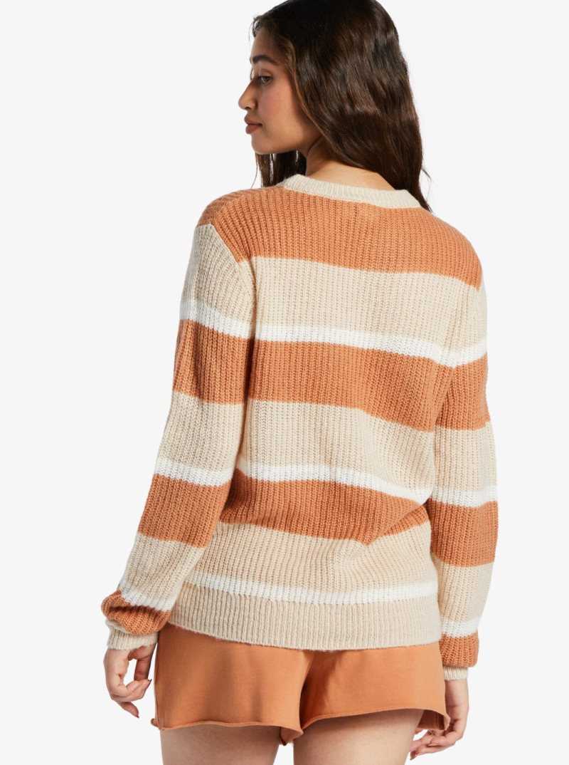 Roxy Sweetest Dream Sweater Toasted Nut Goodie Stripe | IFVGA-0723