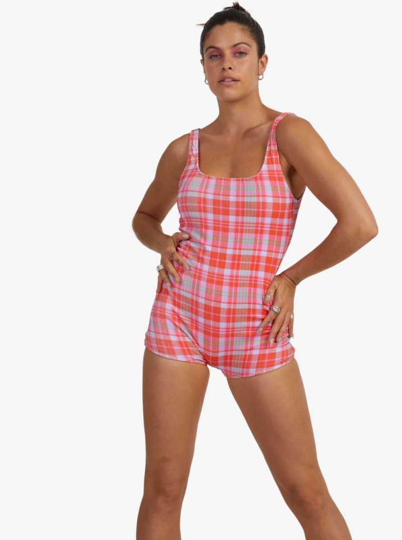 Roxy Tartan Times One-Piece Swimsuit Tartan Times Setting Sun | YBXKT-7489