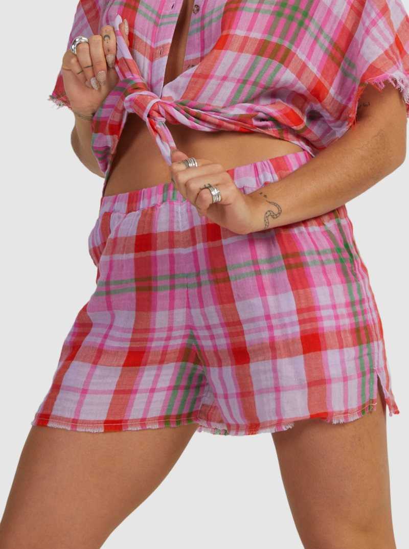 Roxy Tartan Times Shorts Tartan Times Mimis Lilac | QLHUV-3427